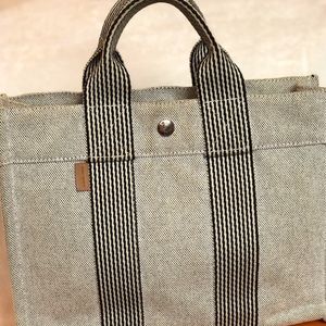 Hermes canvas hand tote